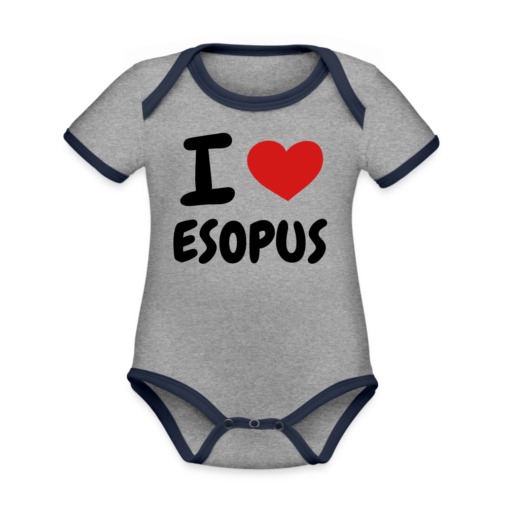 Organic Contrast Short Sleeve Baby Bodysuit - heather gray/navy