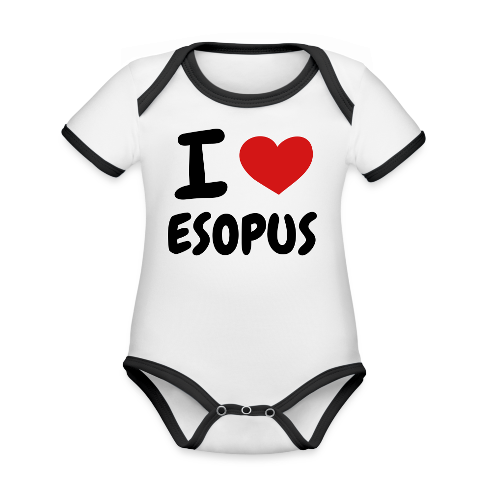 Organic Contrast Short Sleeve Baby Bodysuit - white/black