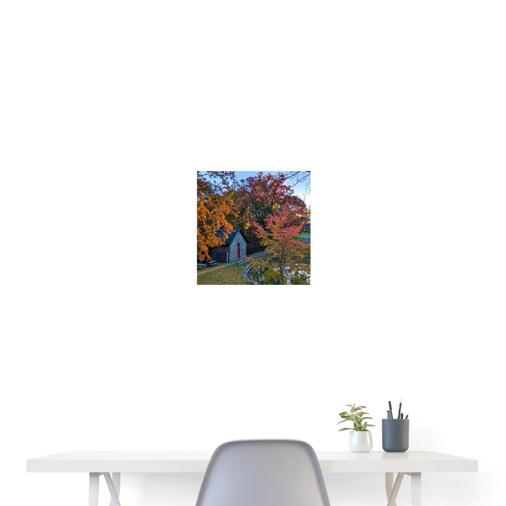 Poster 16x16  Autumn pond - By Brother John dunning - white